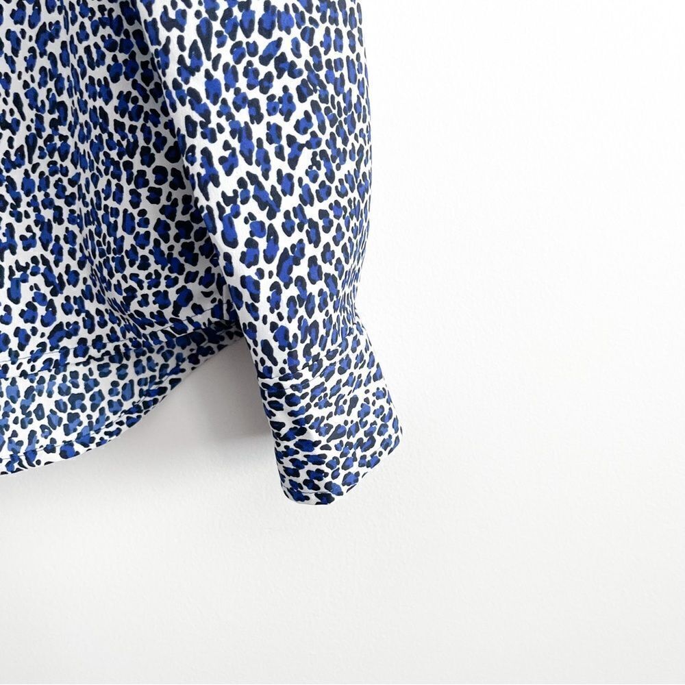 Juicy Couture Blouse Blue Black Leopard Women's M Button Up Long Sleeve Top - Picture 9 of 9